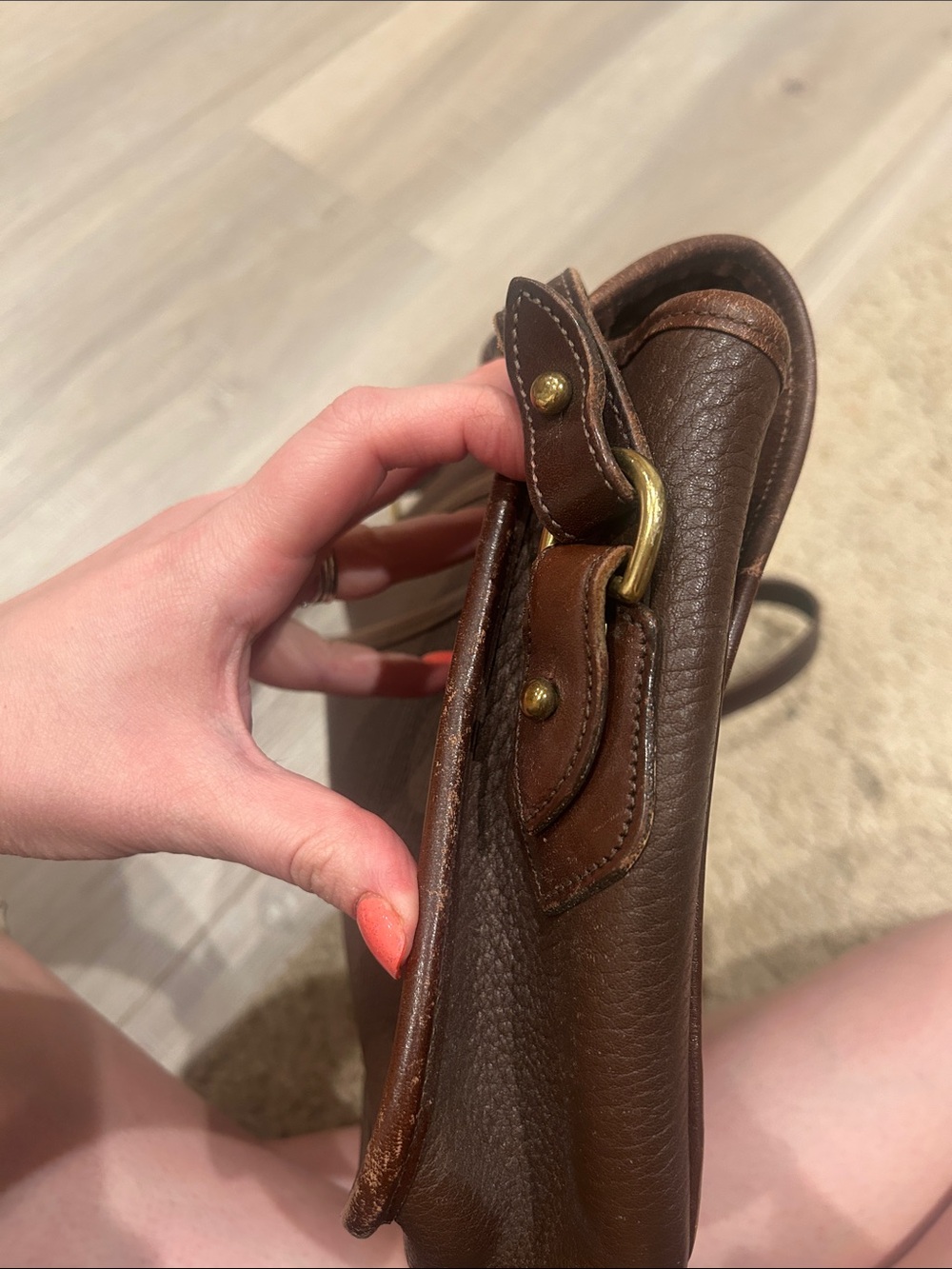 Vintage Dark Brown Leather Dooney & Bourke Crossbody Satchel - Picture 8 of 15